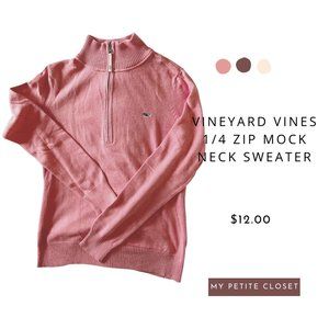 Pre-Owned Women Vineyard Vines 1/4 Zip Mock Neck Long Sleeve Cotton Sweater XS
